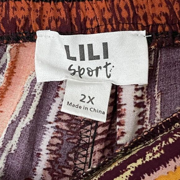 LILI Sport Women's Striped Wide Leg Multicolored Pants, Size 2X NWT - Picture 7 of 9